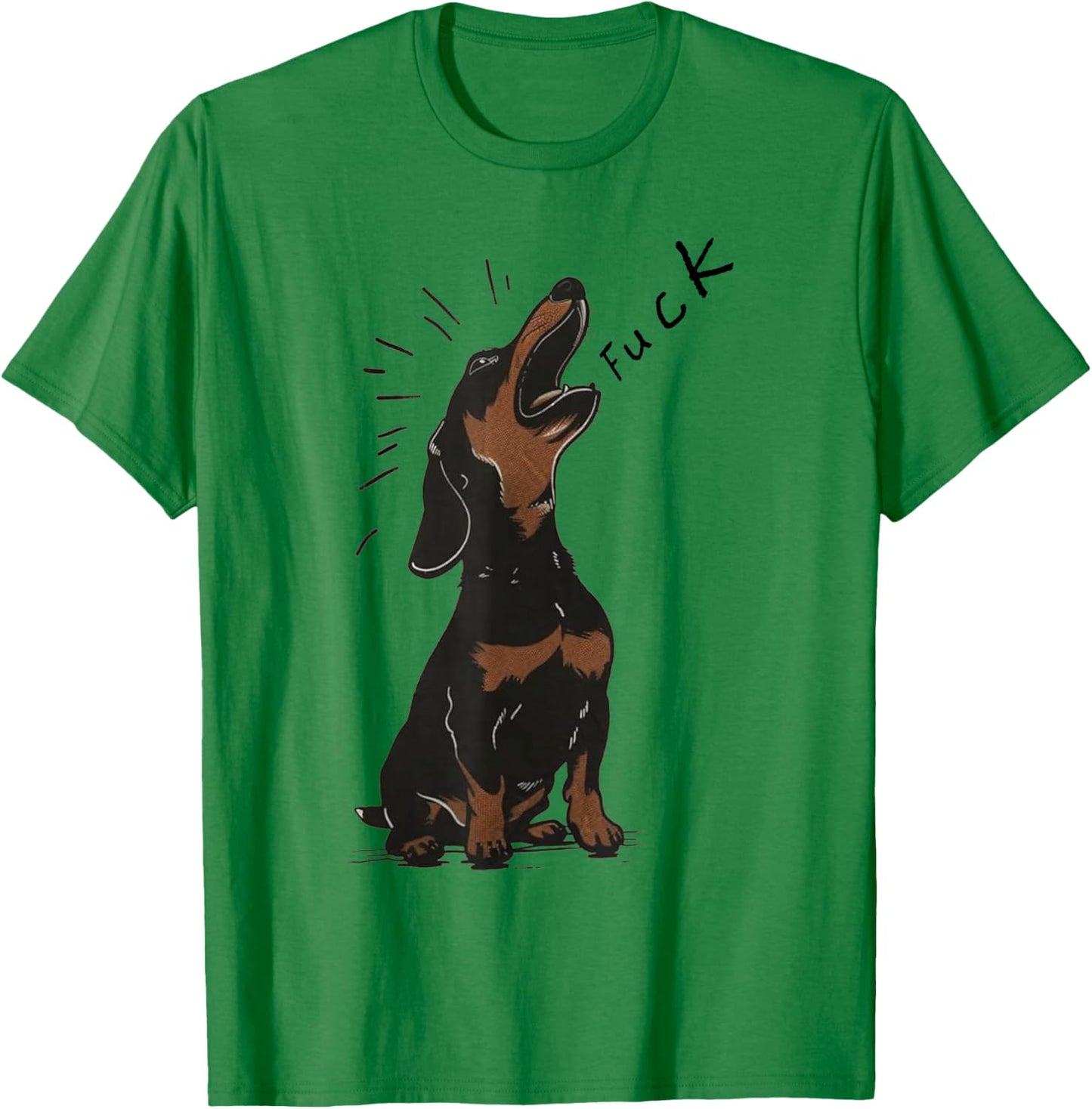 Angry - Dachshund Dog Fuck Howling Yelling Art T-Shirt - T-Shirt | Irish Green