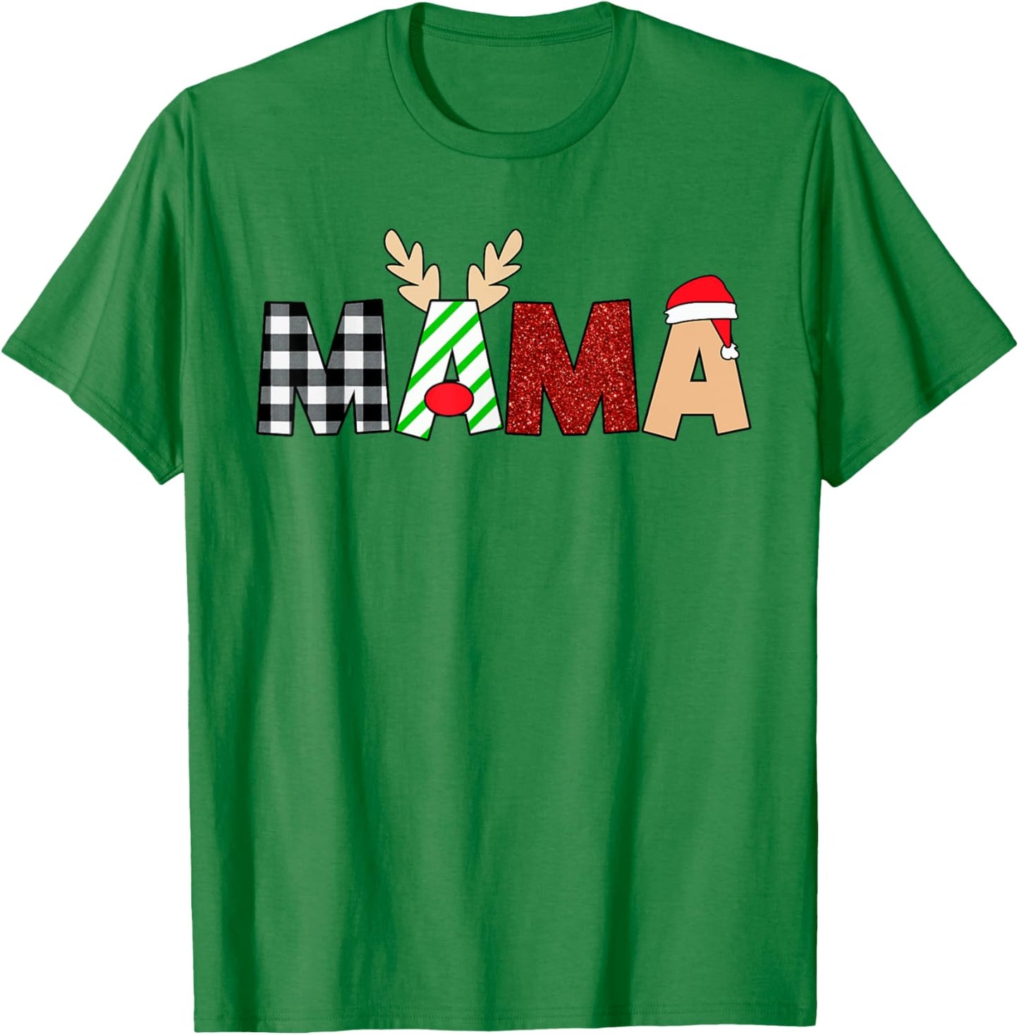 Mama Santa Christmas Family Matching Pajamas Mama Xmas T-Shirt - T-Shirt | Irish Green