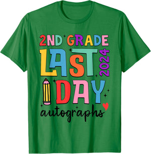 Last Day Autographs 2nd Grade Teachers Students 2023-2024 Men Women Girls Kids T-Shirt - T-Shirt | Irish Green
