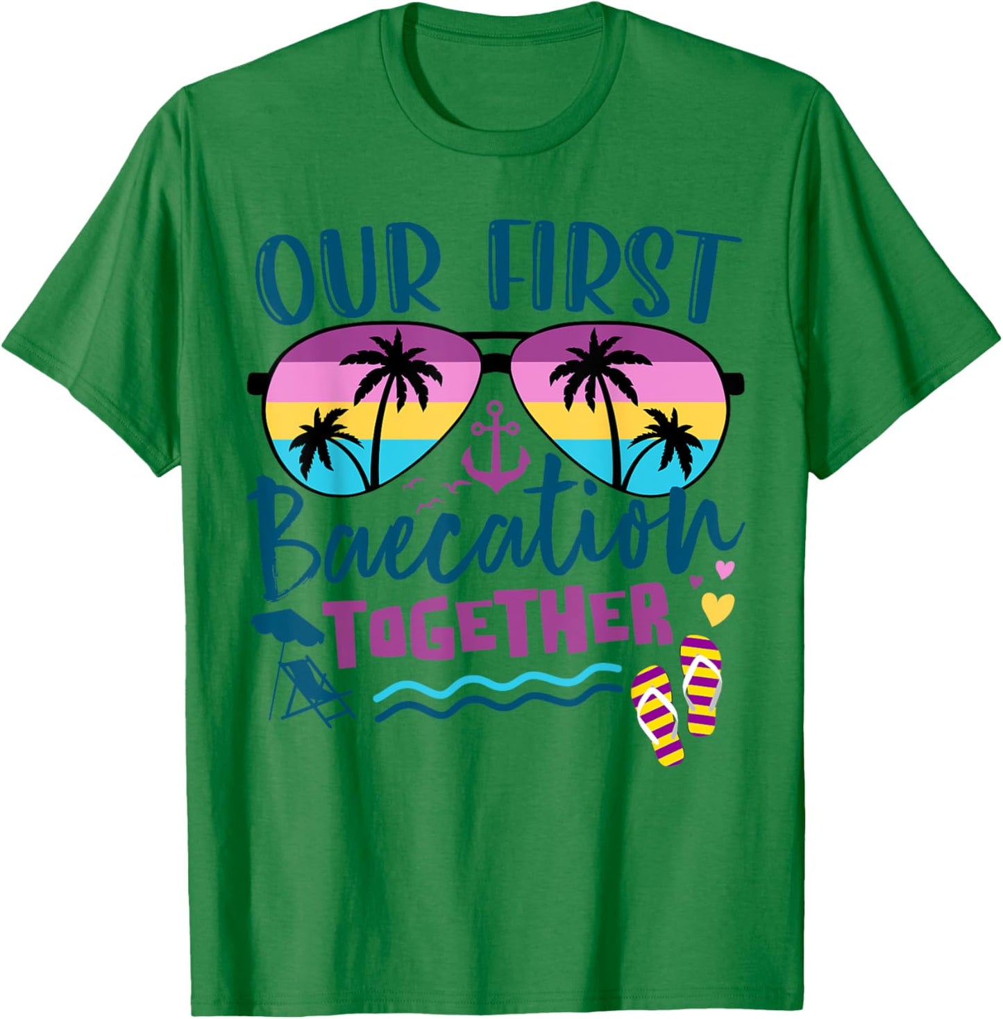 Our First Baecation 2025 Matching Couples Romantic Vacation T-Shirt - T-Shirt | Irish Green