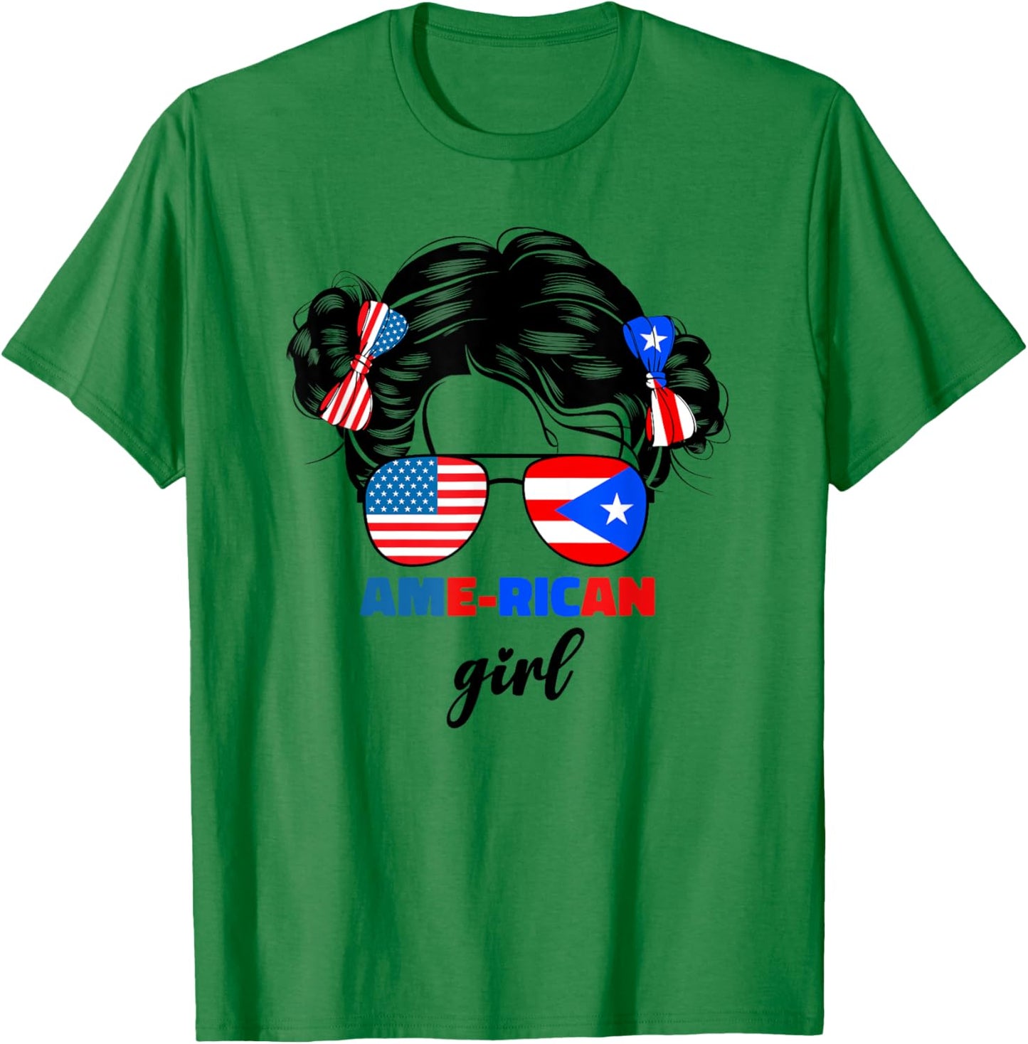 Half American And Puerto Rican Rico Flag Kids Baby Girls T-Shirt - T-Shirt | Irish Green