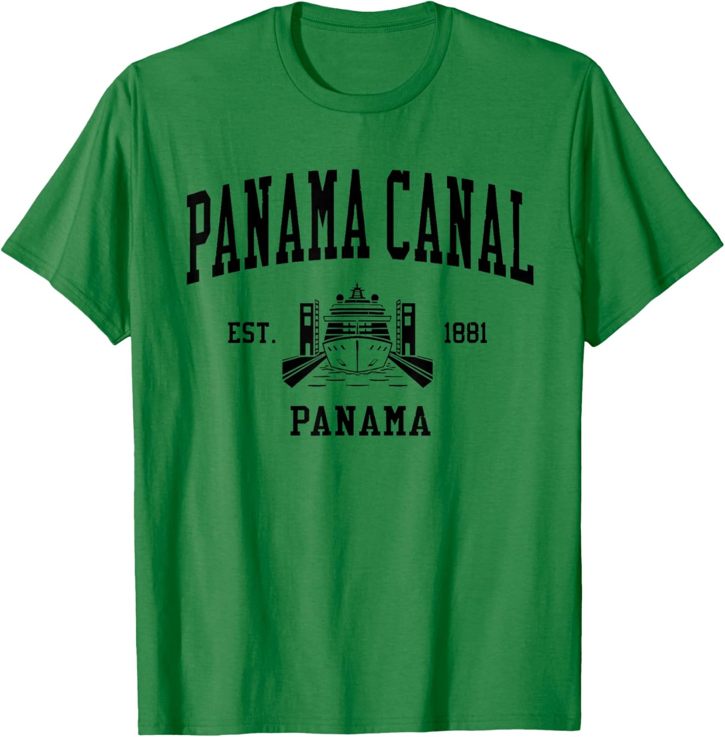 Retro Panama Canal Cruising, Ship in Locks, Vintage Graphic T-Shirt - T-Shirt | Irish Green