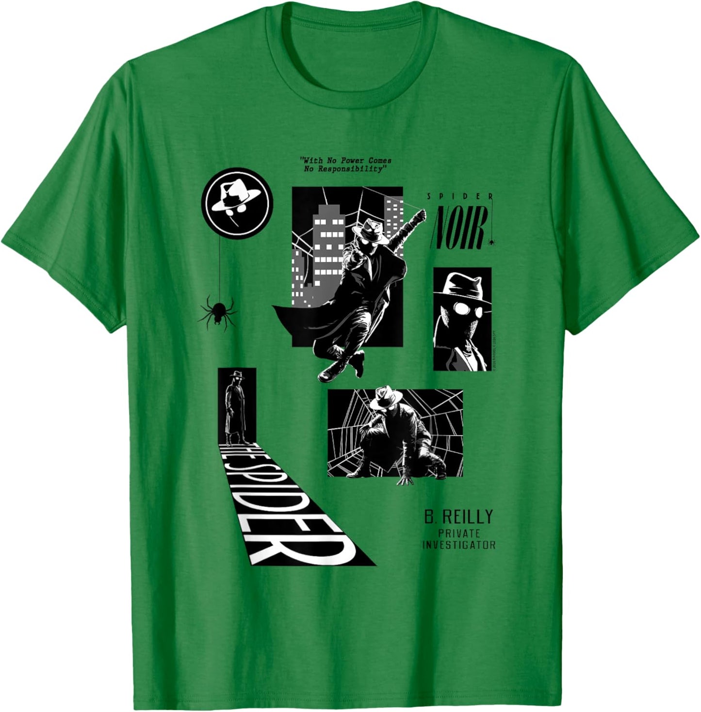 Marvel Spider-Noir Multiple Action Poses T-Shirt - T-Shirt | Irish Green