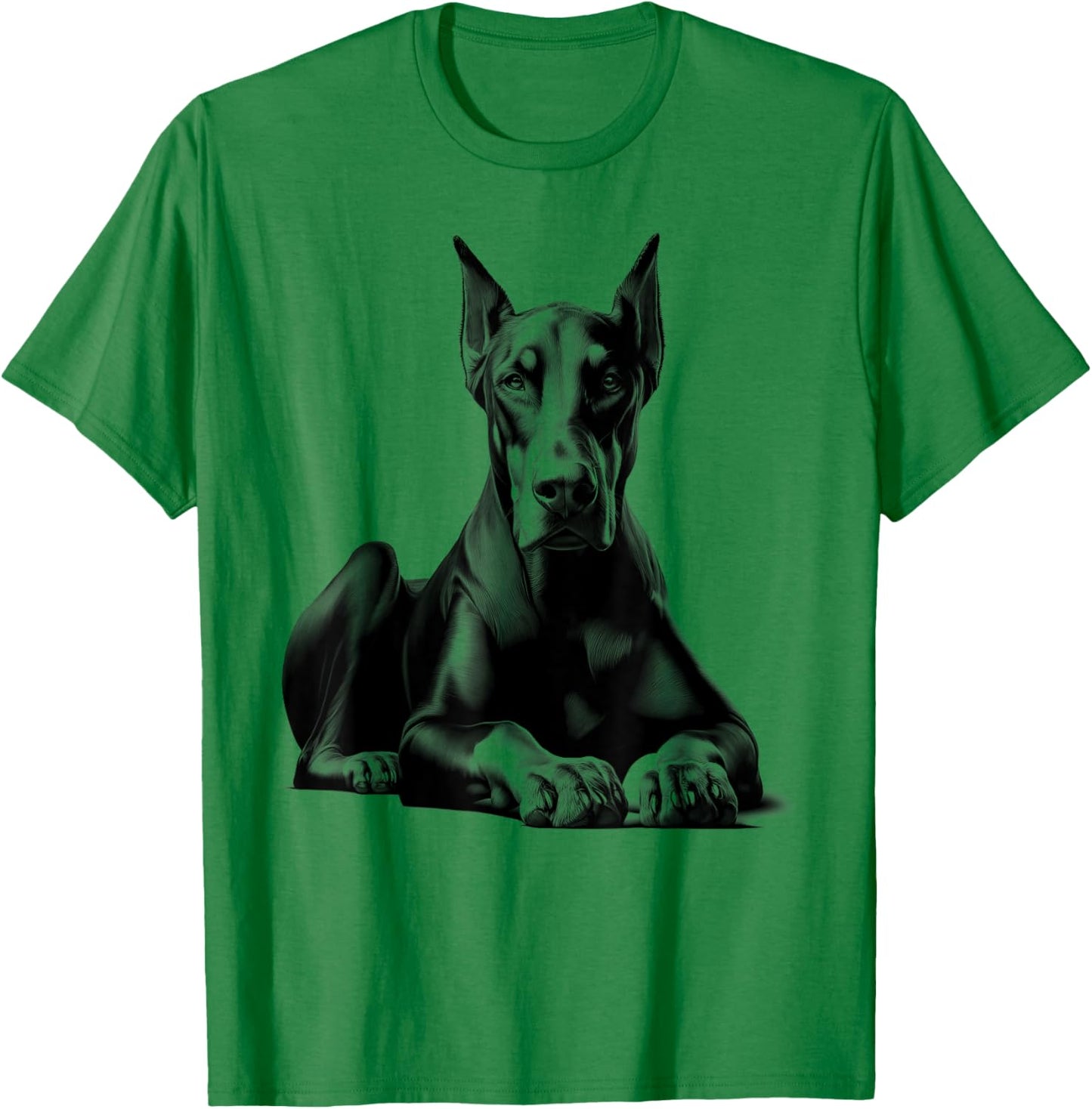 Lying Doberman as a Cool Portrait T-Shirt - T-Shirt | Irish Green