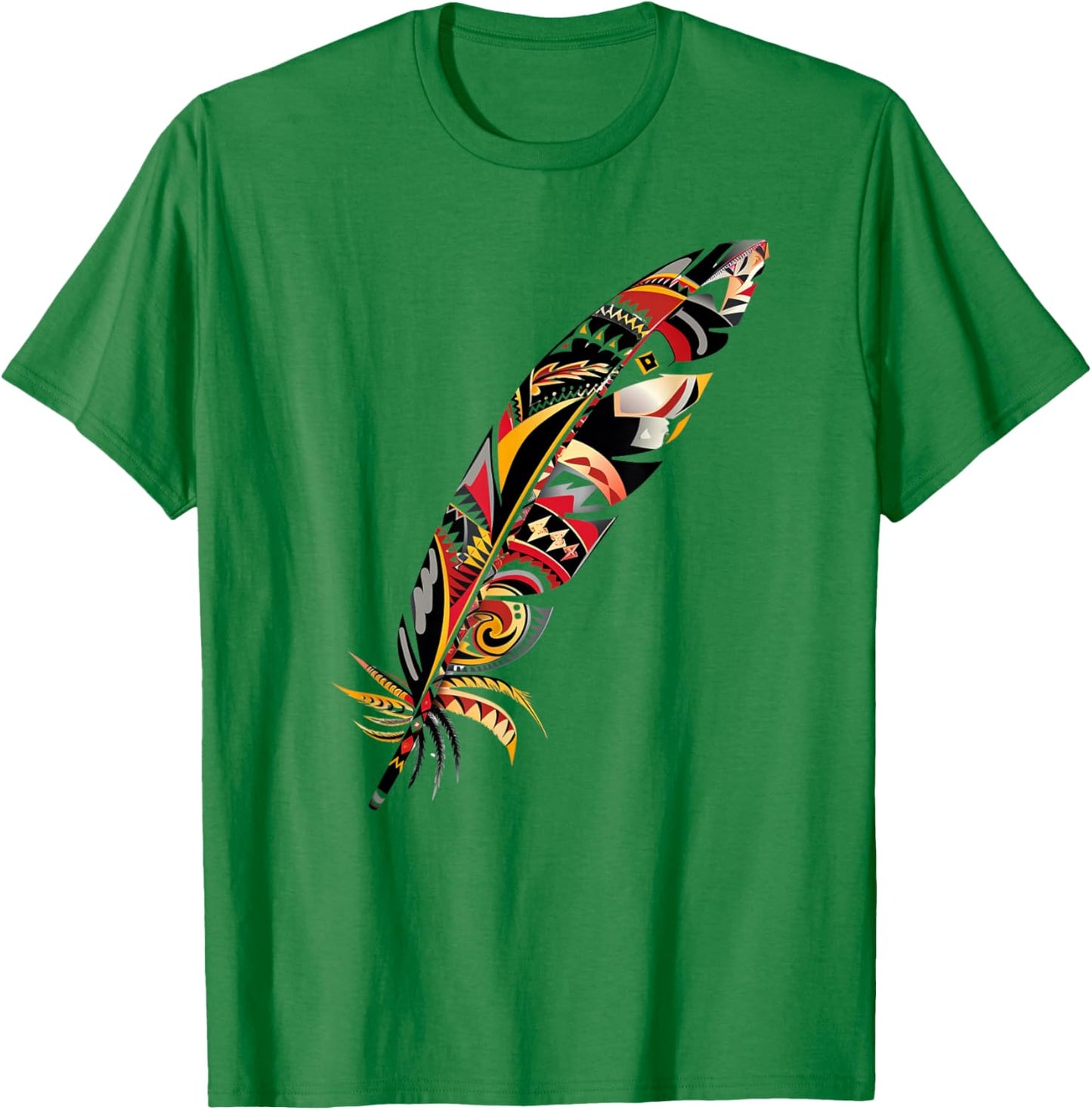 Feather Southwest Native American Indian Tribal Art Graphic T-Shirt - T-Shirt | Irish Green