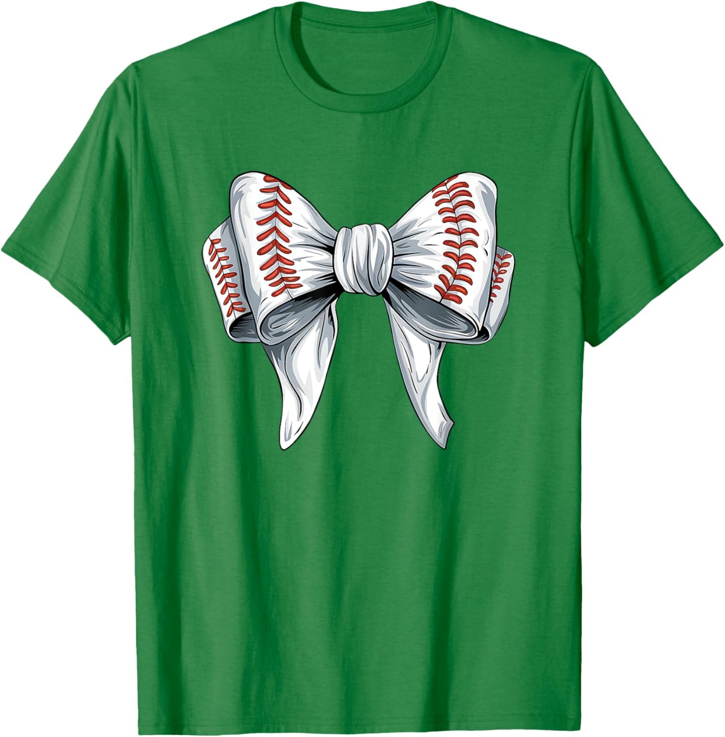 Baseball Coquette Bow Woman Girls Baseball Mom Fun T-Shirt - T-Shirt | Irish Green