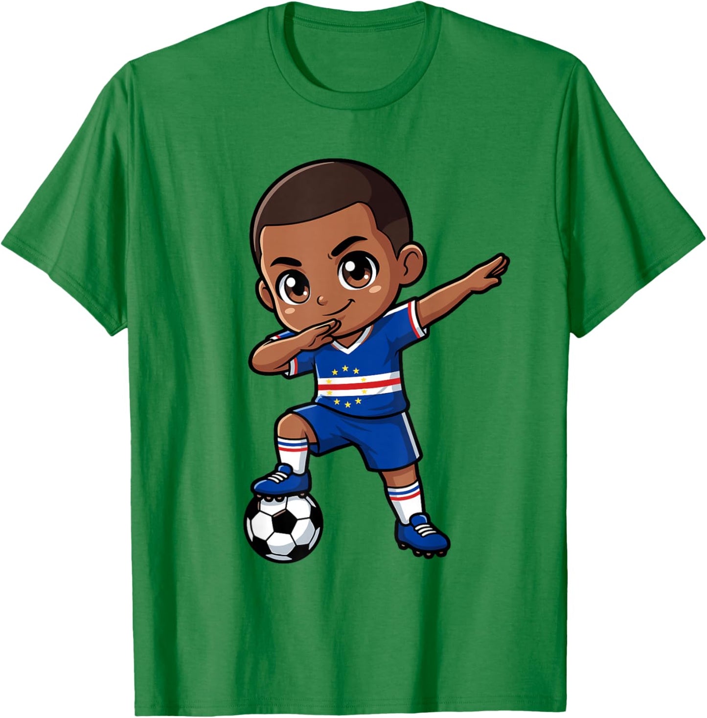Cape Verde Kid Goal Cartoon Cabo Verde Flag for Kids T-Shirt - T-Shirt | Irish Green