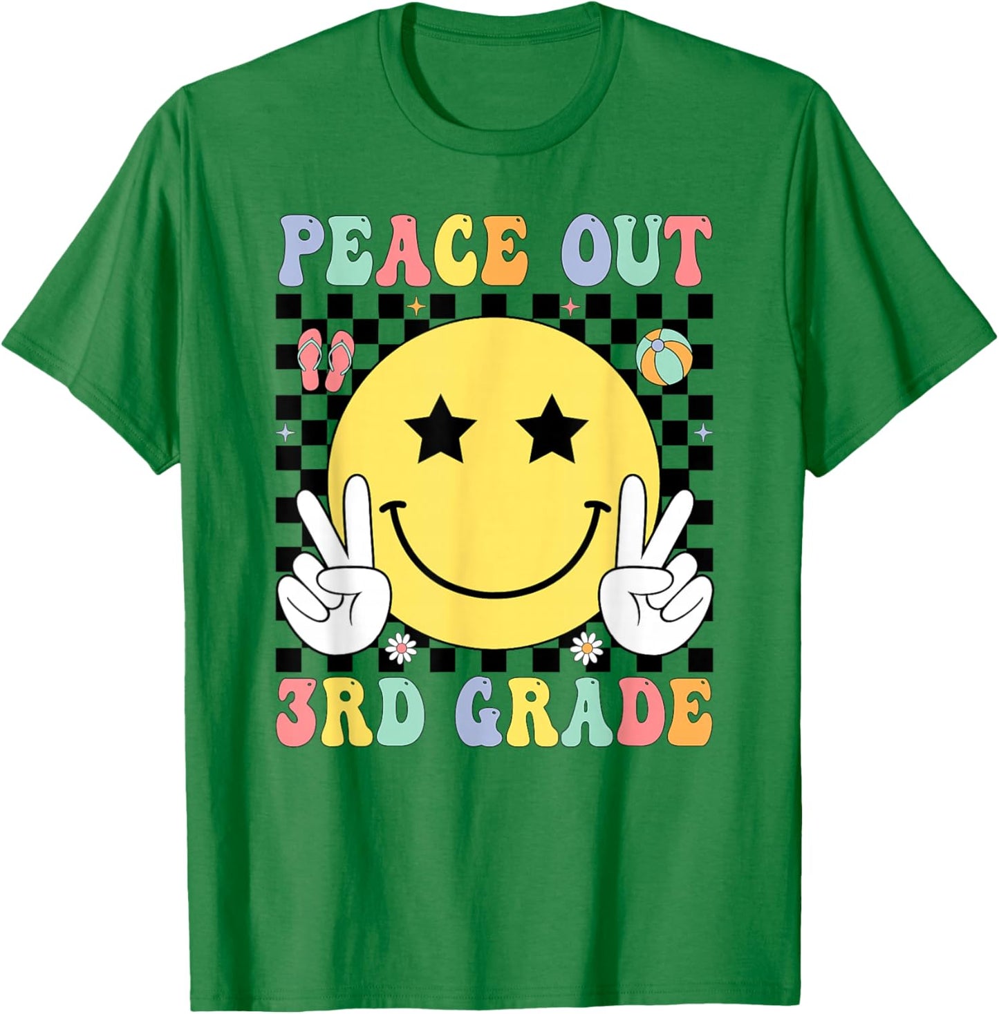 Peace Out 3rd Grade Graduation Last Day School Third Grade T-Shirt - T-Shirt | Irish Green