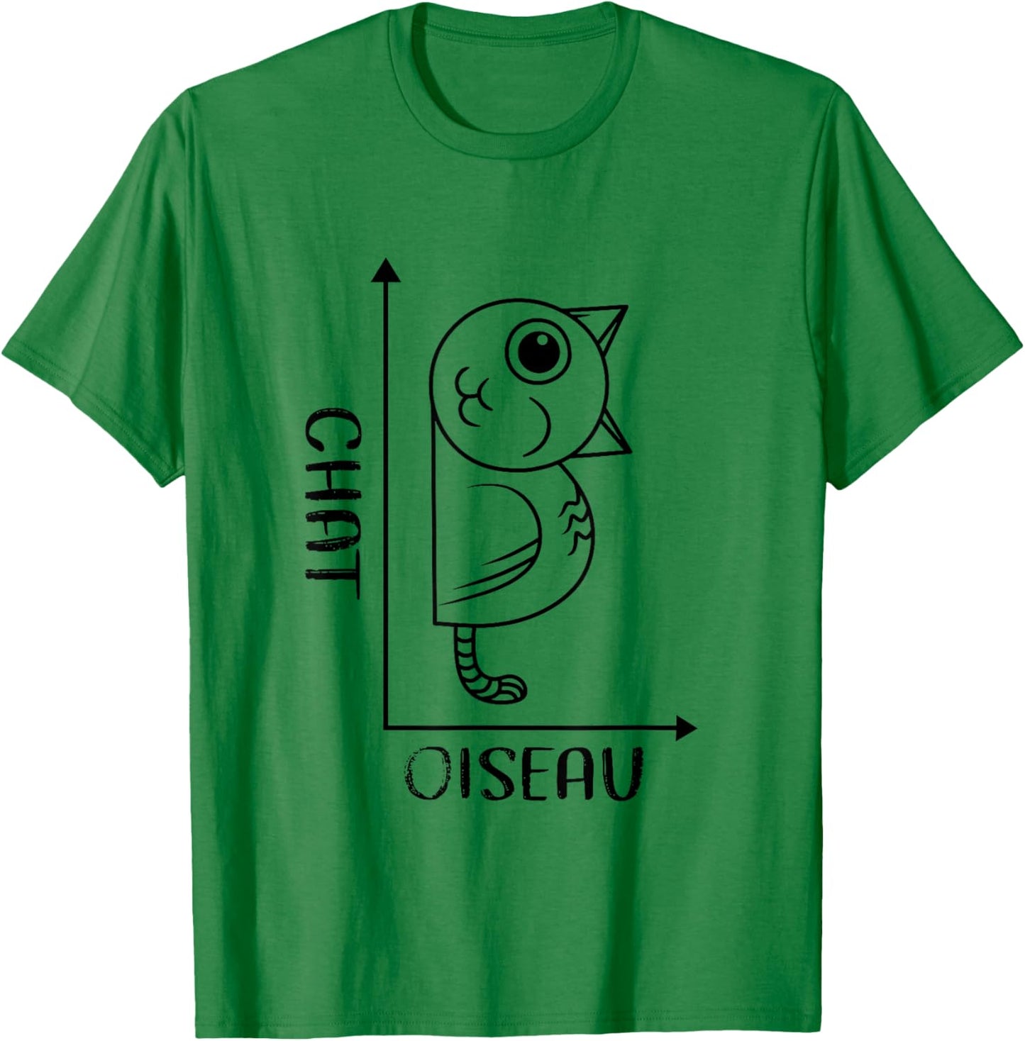 Bird Cat Optical Illusion Math Graphic Drawing Funny T-Shirt - T-Shirt | Irish Green