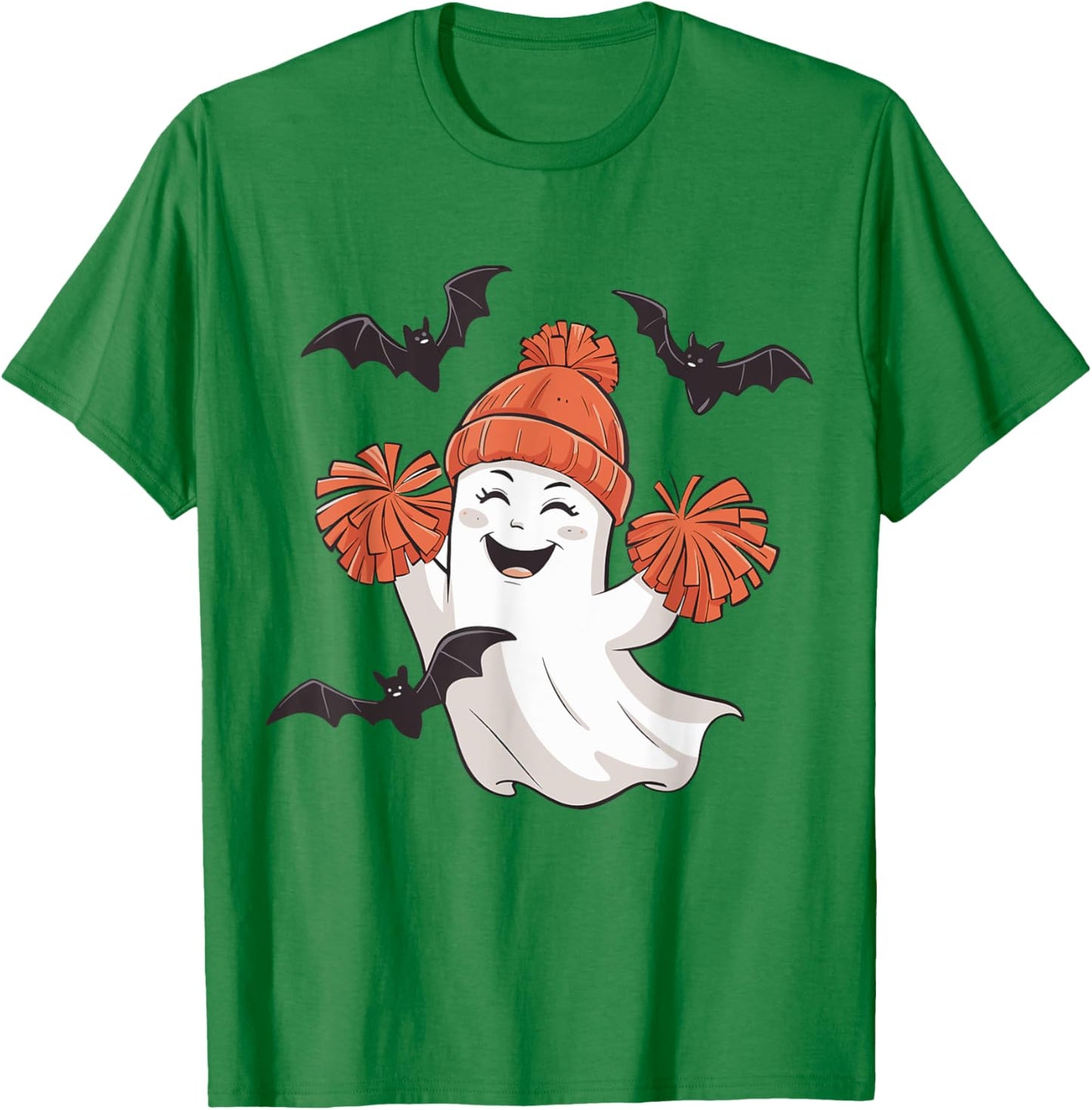 Funny Cheer Ghost Cheerleading Spooky Cheerleader Halloween T-Shirt - T-Shirt | Irish Green
