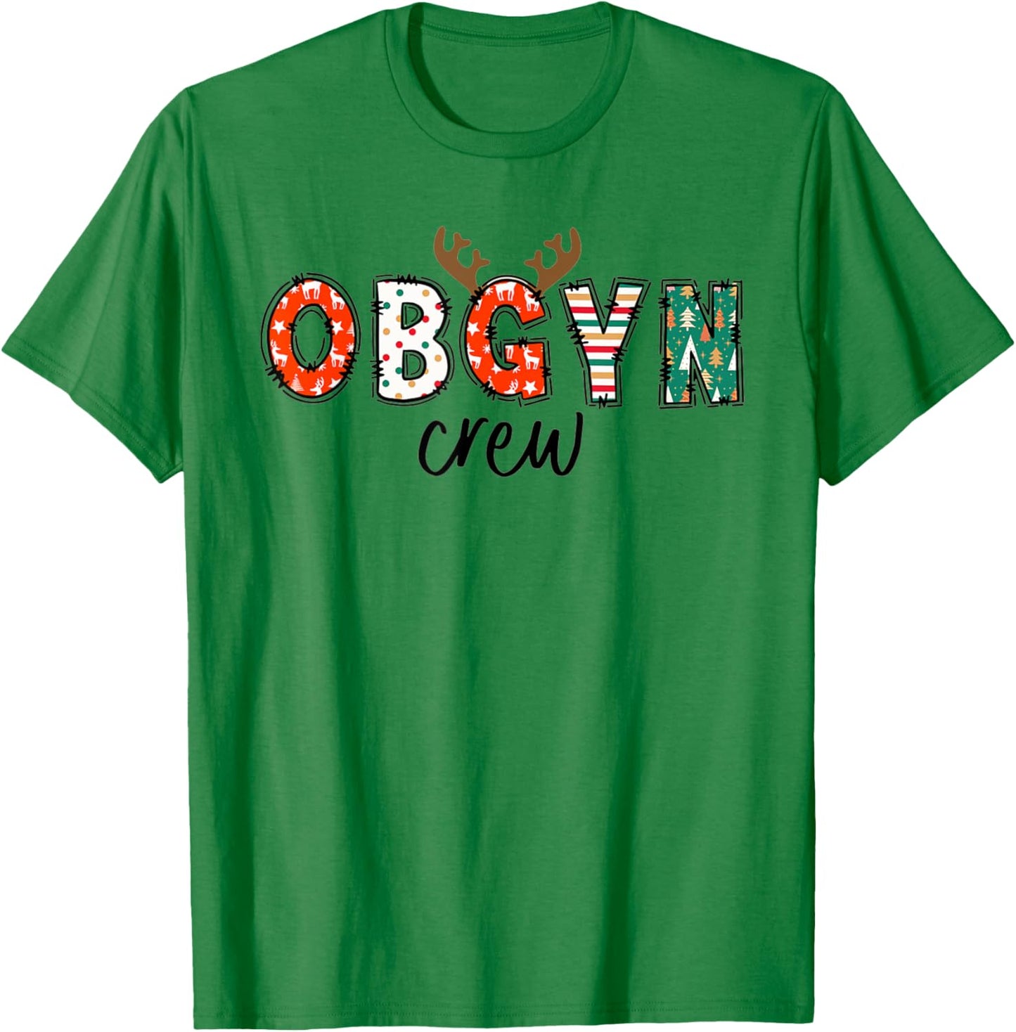 Obgyn Nurse Christmas Reindeer Obstetrics Nurse New Nurse T-Shirt - T-Shirt | Irish Green