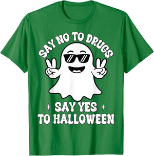 Say Not Drug-Free Say Yes To Halloween Red Ribbon Week Ghost T-Shirt - T-Shirt | Irish Green