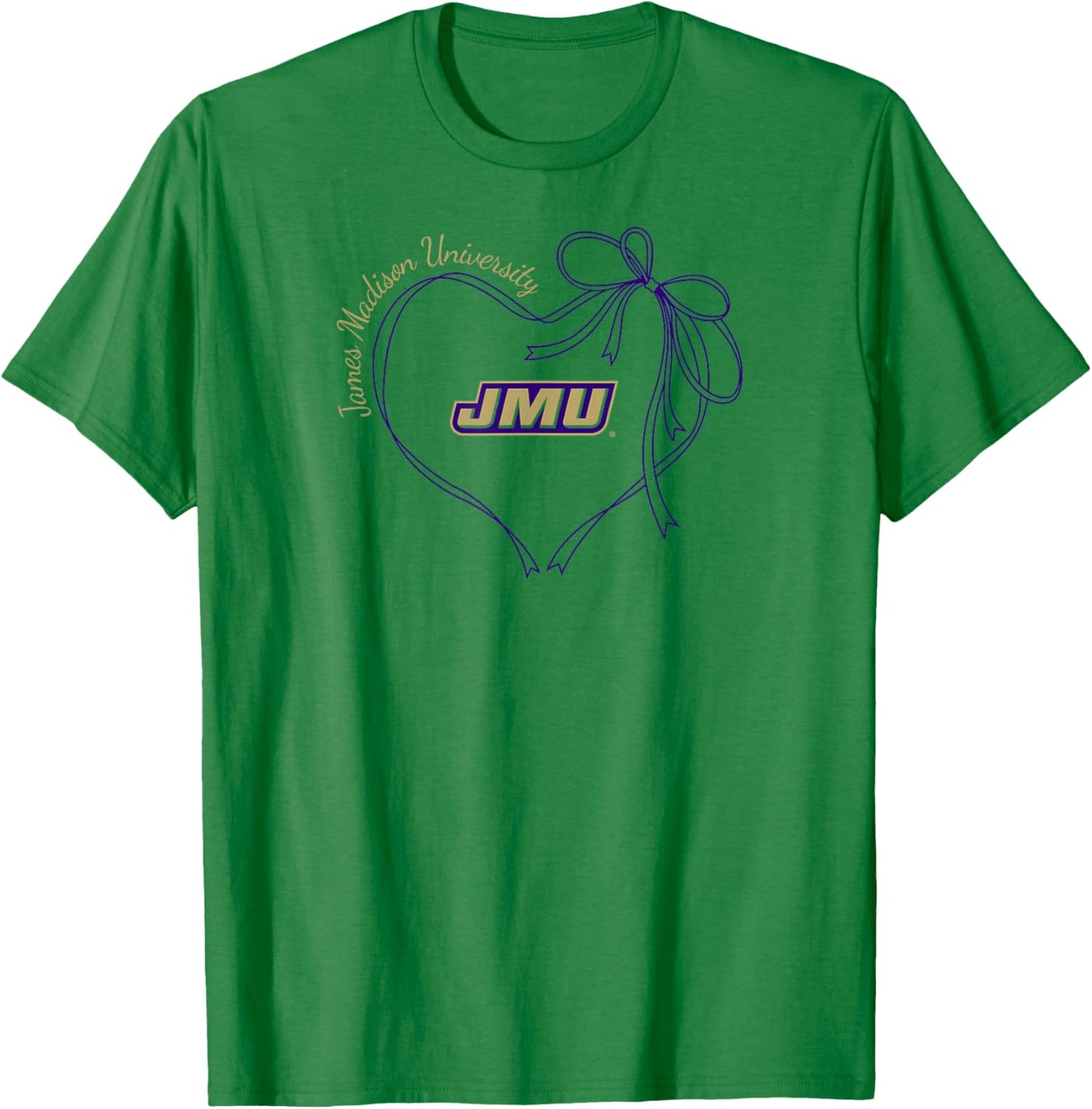 James Madison Dukes Bow Heart White Officially Licensed T-Shirt - T-Shirt | Irish Green