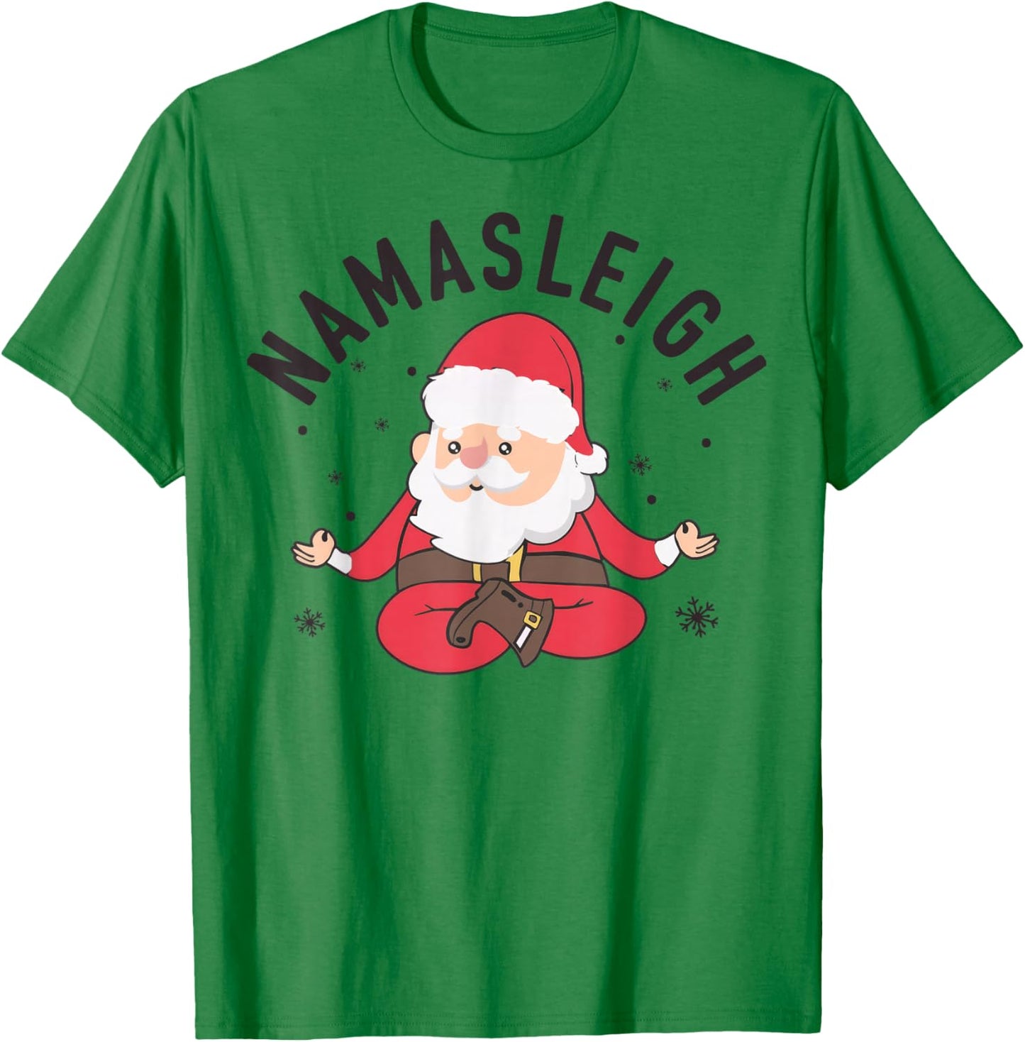 Santa Namasleigh Funny Santa Namaste Christmas Santa Yoga T-Shirt - T-Shirt | Irish Green