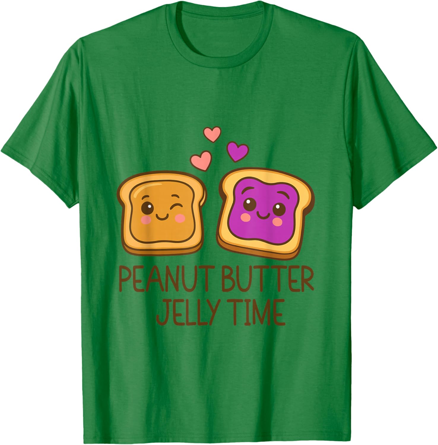 Cute Peanut Butter Jelly Time Kawaii Food Cartoon Humor T-Shirt - T-Shirt | Irish Green