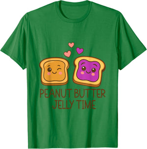 Cute Peanut Butter Jelly Time Kawaii Food Cartoon Humor T-Shirt - T-Shirt | Irish Green