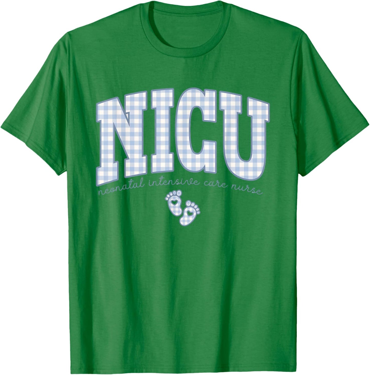 Women NICU Neonatal Intensive Care Nurse NICU Nurse Gingham T-Shirt - T-Shirt | Irish Green