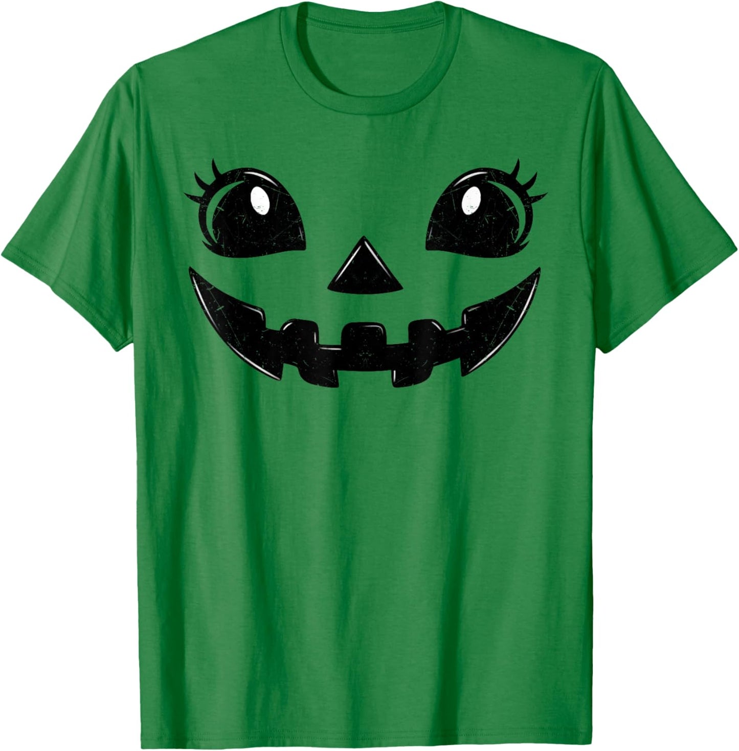 Jack O Lantern Face Pumpkin Eyelashes Hallowen Costume Funny T-Shirt - T-Shirt | Irish Green