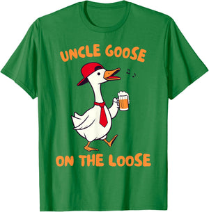 Uncle Goose On The Loose Silly Goose Beer Drinking Uncle T-Shirt - T-Shirt | Irish Green
