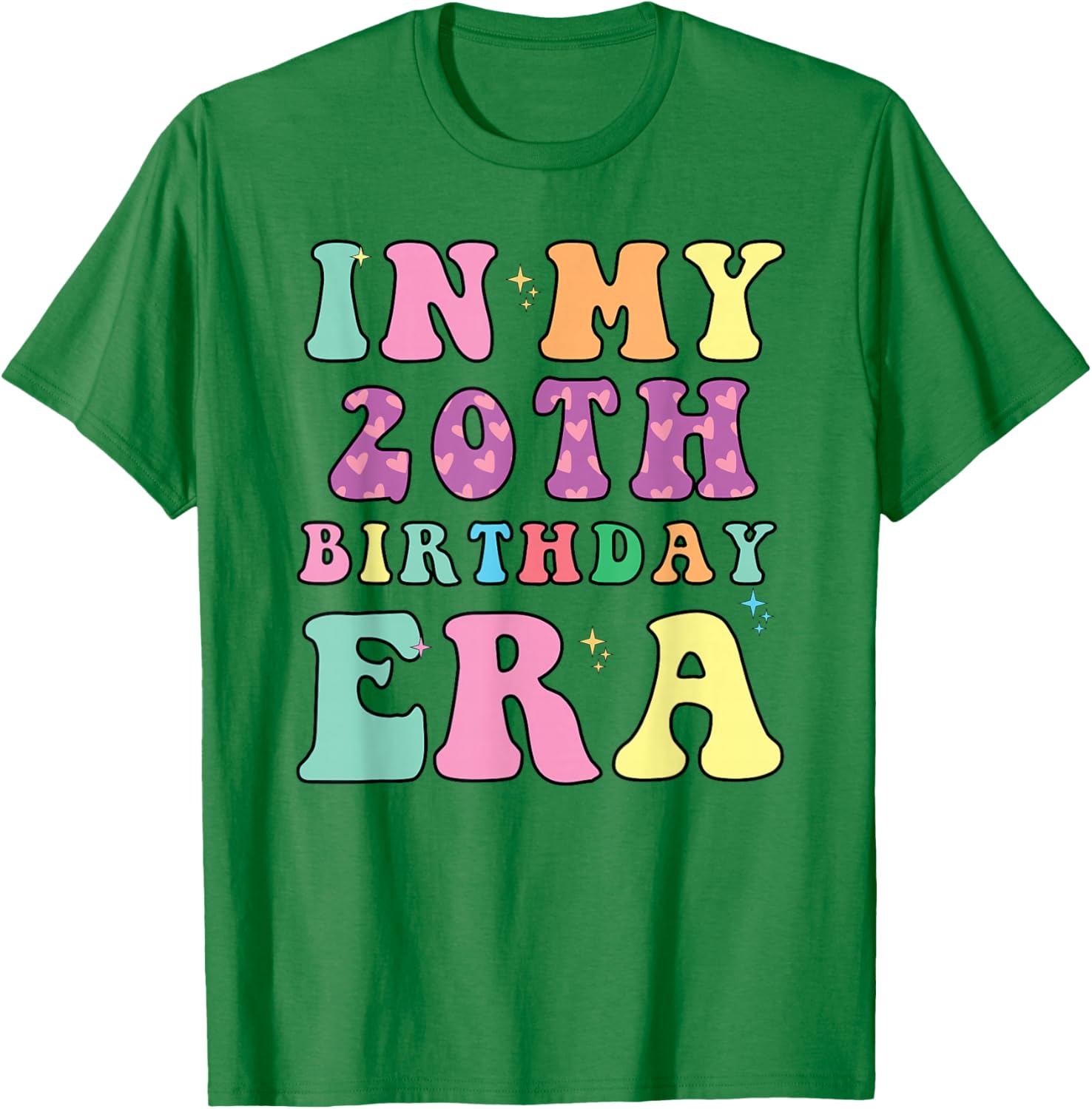 In My 20th Birthday Era Groovy Retro 20 Years Old Birthday T-Shirt - T-Shirt | Irish Green
