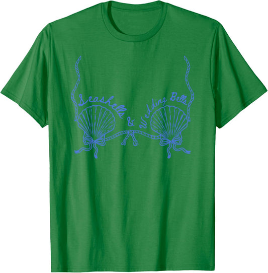 Seashell Bra Bachelorette Bikini Coastal Bridal Shower T-Shirt - T-Shirt | Irish Green