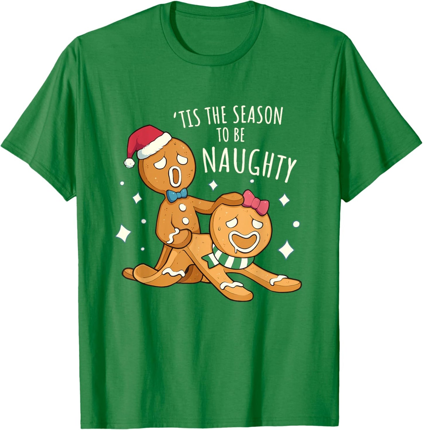 Funny Rude Xmas Shirt Bonking Gingerbread Naughty Christmas T-Shirt - T-Shirt | Irish Green