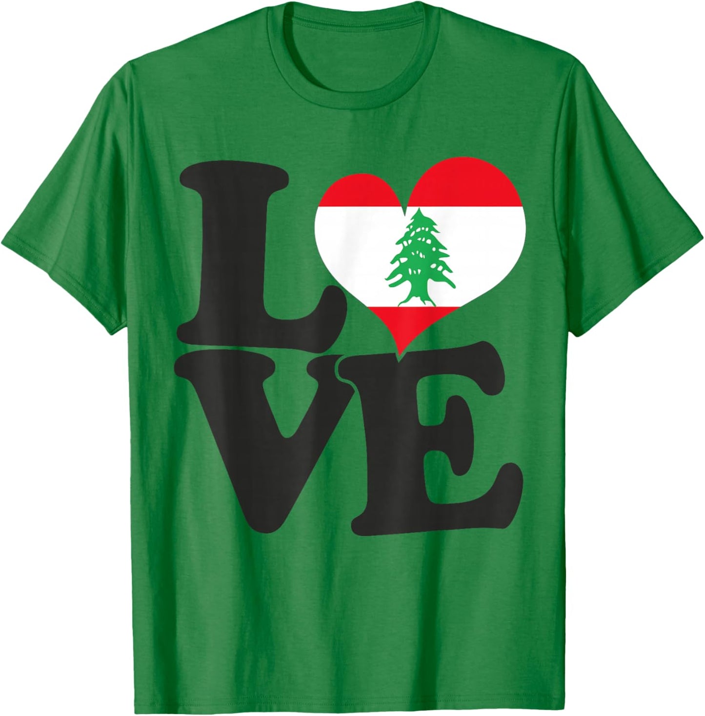 I Love Lebanon Flag Heart Patriotic Travel T-Shirt - T-Shirt | Irish Green
