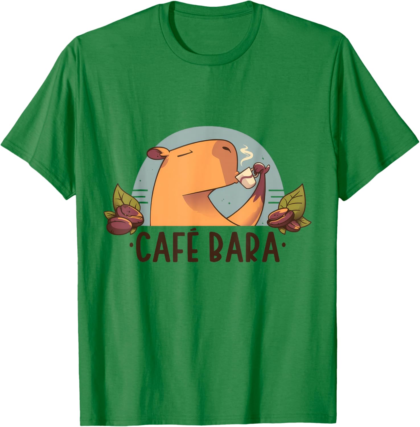 CafeBara - Cute Capybara Coffee Capy Lover Kawaii Amine Girl T-Shirt - T-Shirt | Irish Green