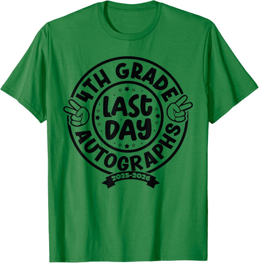 Last Day of School Autograph 4th Grade Graduation Boys Girls T-Shirt - T-Shirt | Irish Green