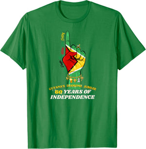 Celebrating 60 Years of Independence Guyana Diamond Jubilee T-Shirt - T-Shirt | Irish Green
