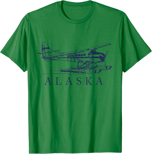 Alaska Seaplane Float Plane Vintage Pride Souvenir T-Shirt - T-Shirt | Irish Green