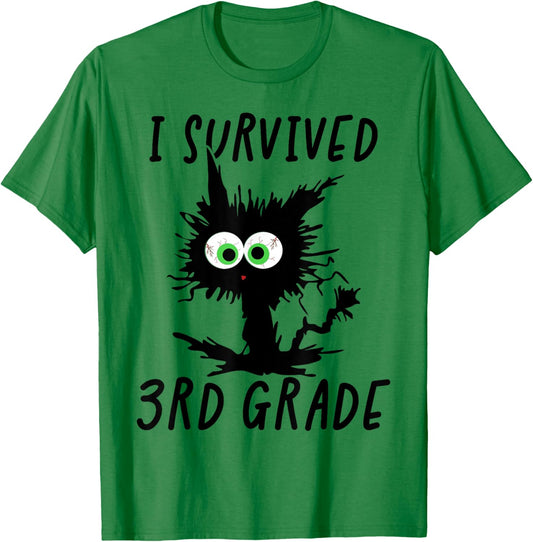I Survived Third Grade Cat T-Shirt - T-Shirt | Irish Green