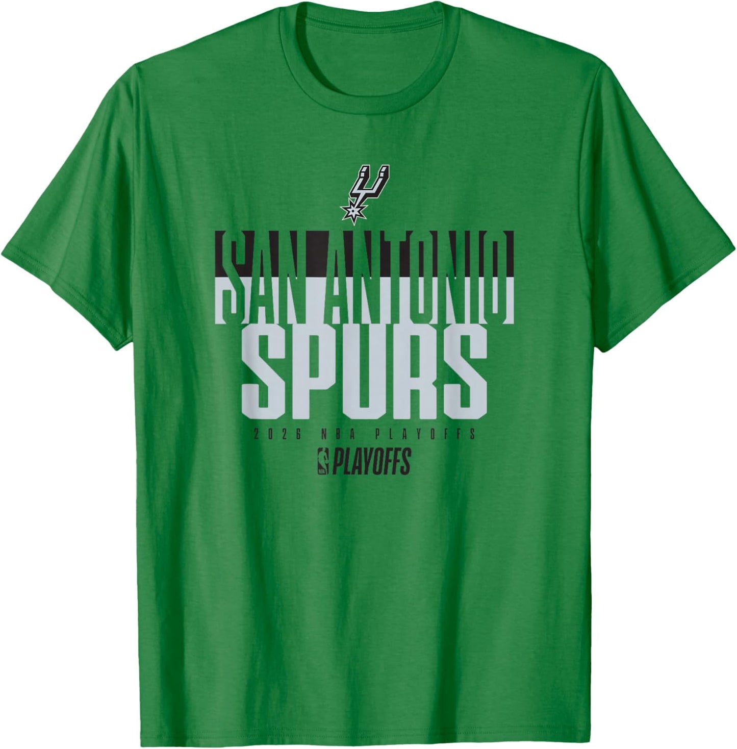 NBA Officiel 2026 Playoffs San Antonio Spurs empilés T-Shirt - T-Shirt | Irish Green