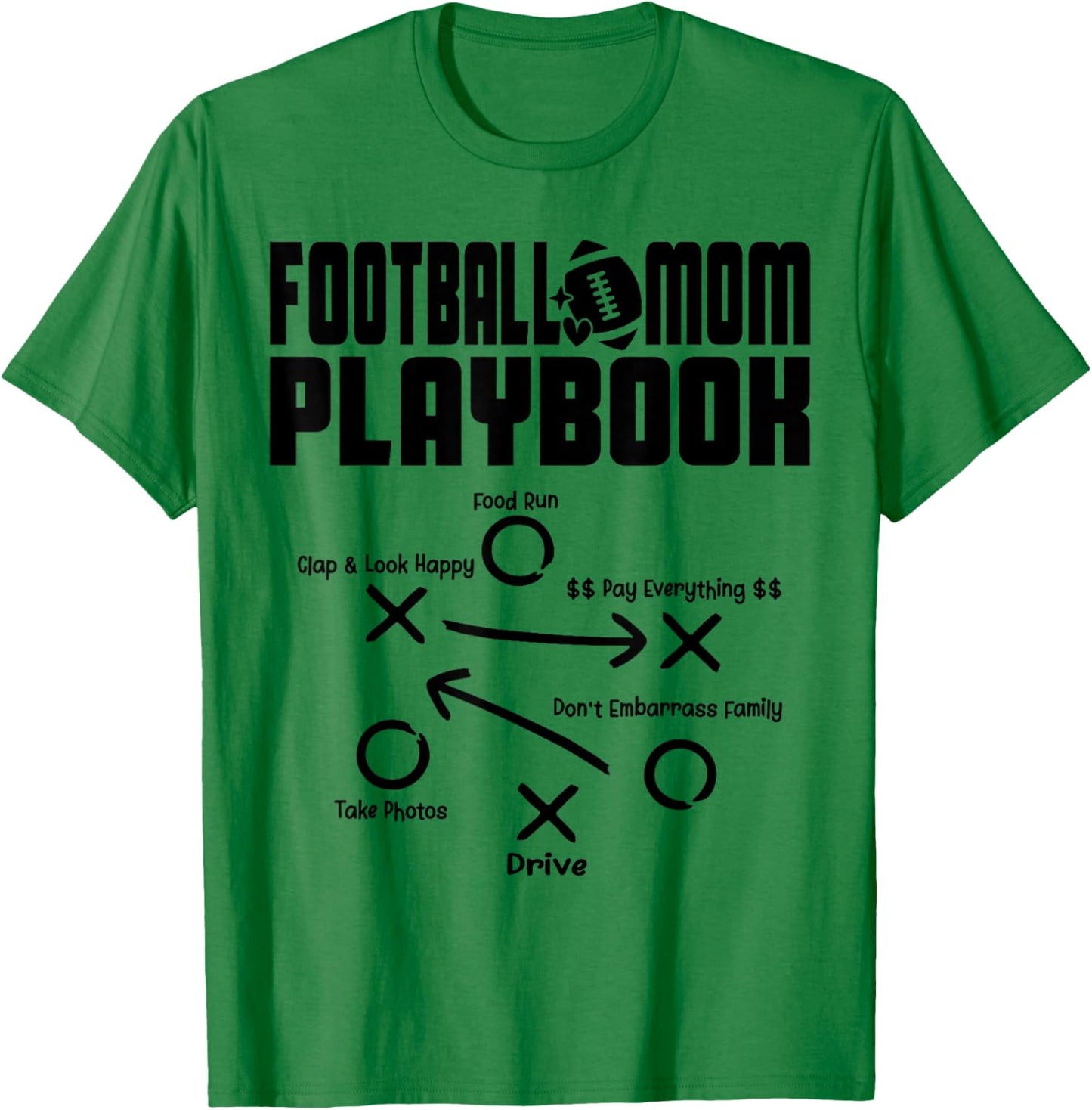 Football Mom PLAYBOOK Football Love Football Player Game Day T-Shirt - T-Shirt | Irish Green