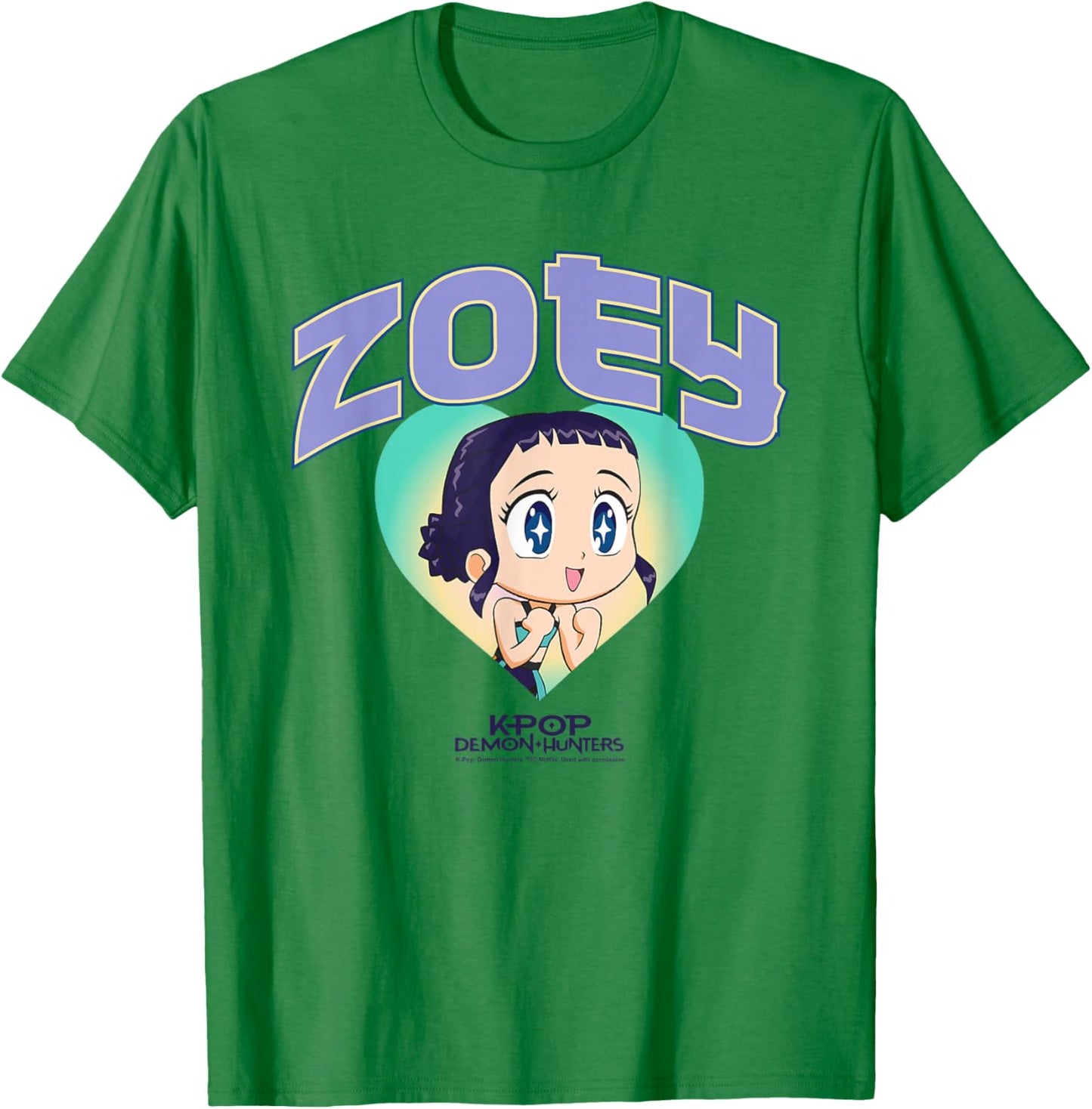 Kpop Demon Hunters Zoey Collegic Officially Licensed T-Shirt - T-Shirt | Irish Green