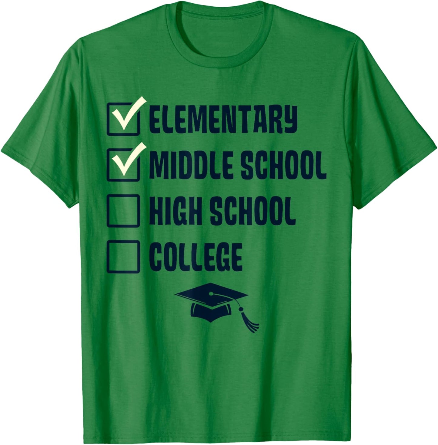 Middle School Graduation Checklist 8th Grade Graduation T-Shirt - T-Shirt | Irish Green