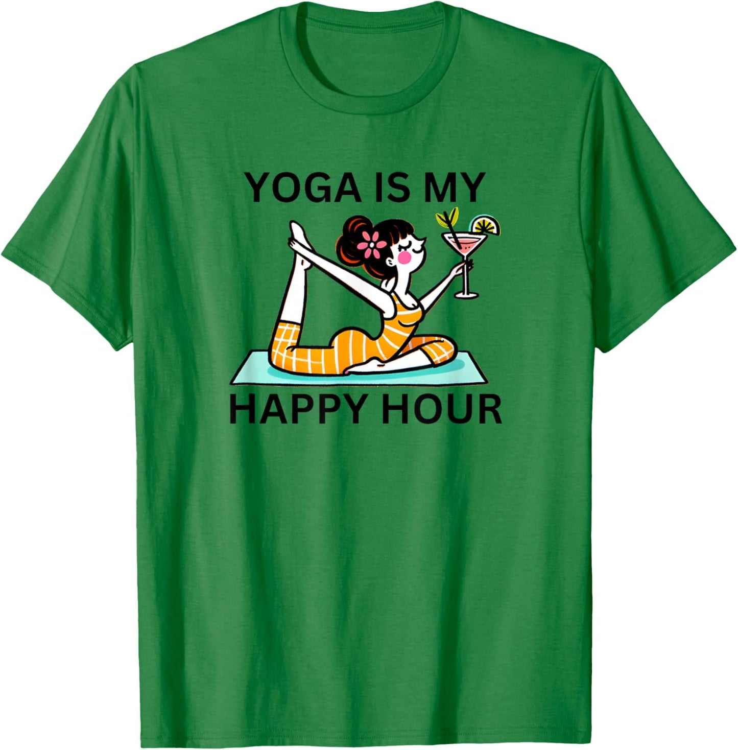 Funny Yoga Is My Happy Hour Martini T-Shirt - T-Shirt | Irish Green