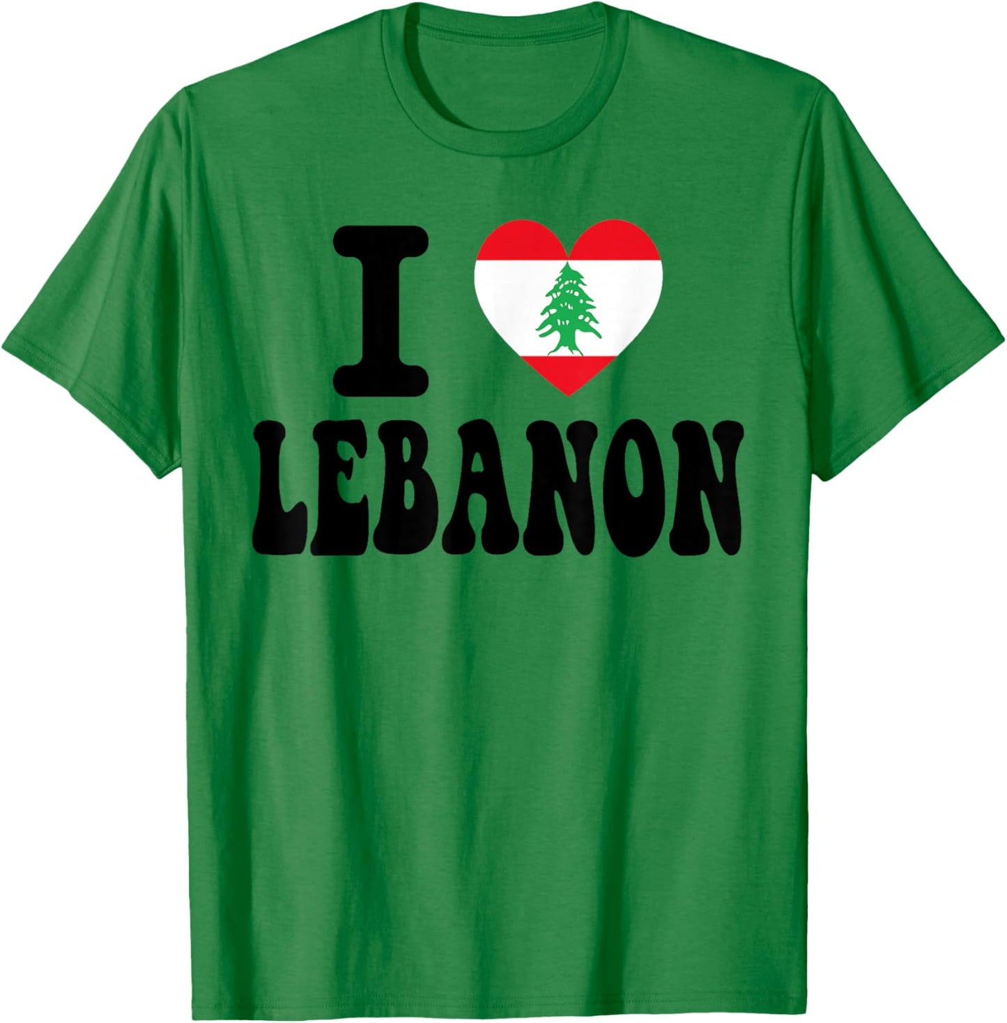 Retro Travel Souvenir with Flag I Love Lebanon Heart Shaped T-Shirt - T-Shirt | Irish Green