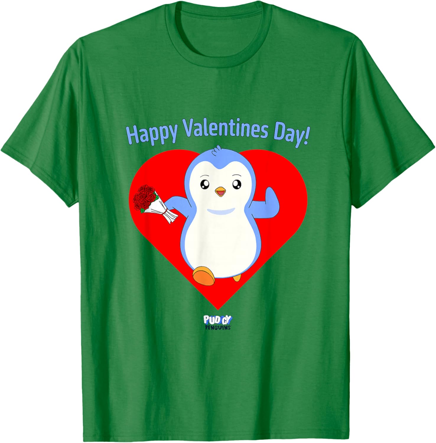 Official Pudgy Penguins Product | It's Valentine's Day | Pengu T-Shirt - T-Shirt | Irish Green