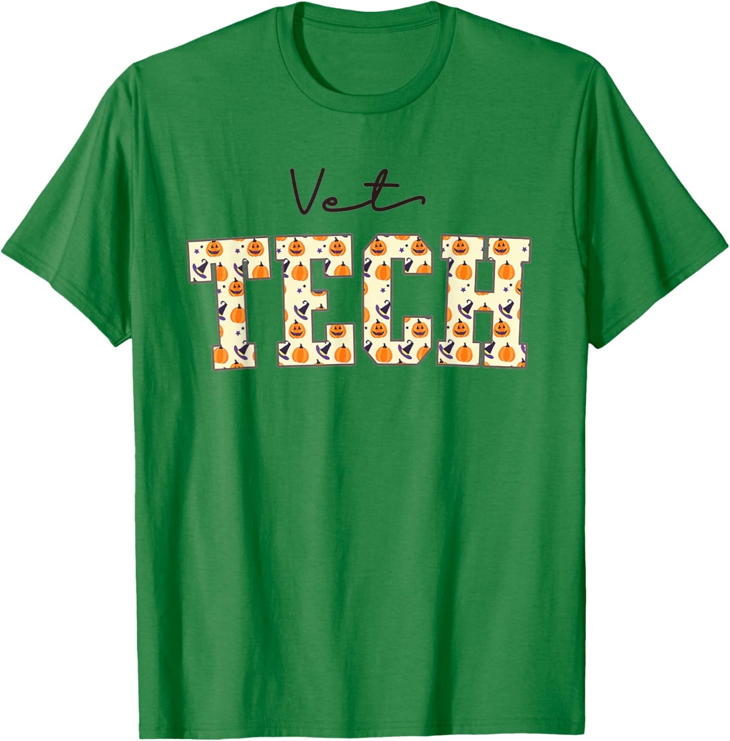Vet Tech Halloween Fall Pumpkin Spooky Veterinary Technician T-Shirt - T-Shirt | Irish Green