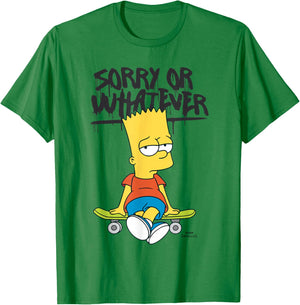 The Simpsons Bart Sorry Or Whatever Skateboard T-Shirt - T-Shirt | Irish Green