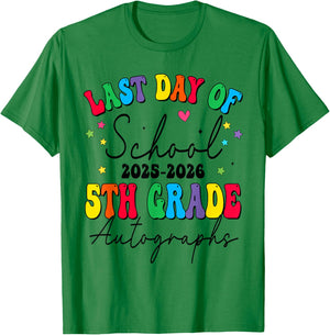 Last Day of School Autographs 5th Grade Graduation 2025-2026 T-Shirt - T-Shirt | Irish Green