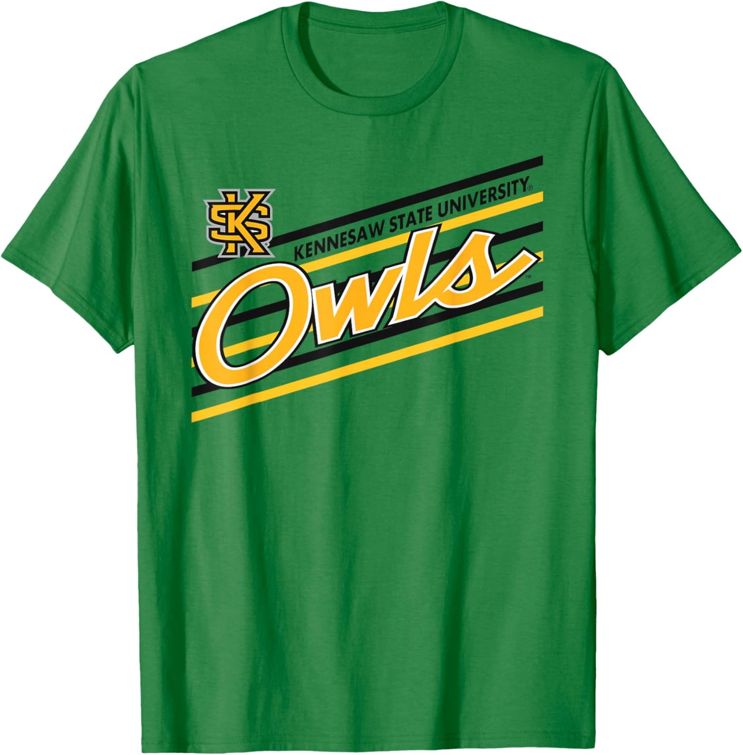 Kennesaw State Owls Retro Performer Gray Officially Licensed T-Shirt - T-Shirt | Irish Green