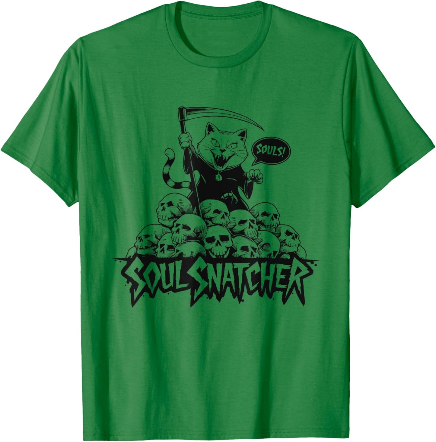 Soul Snatcher Cat Collects Souls Halloween Men Women T-Shirt - T-Shirt | Irish Green