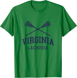 vintage virginia lacrosse Virginia Lacrosse Vintage LAX Weathered T-Shirt - T-Shirt | Irish Green
