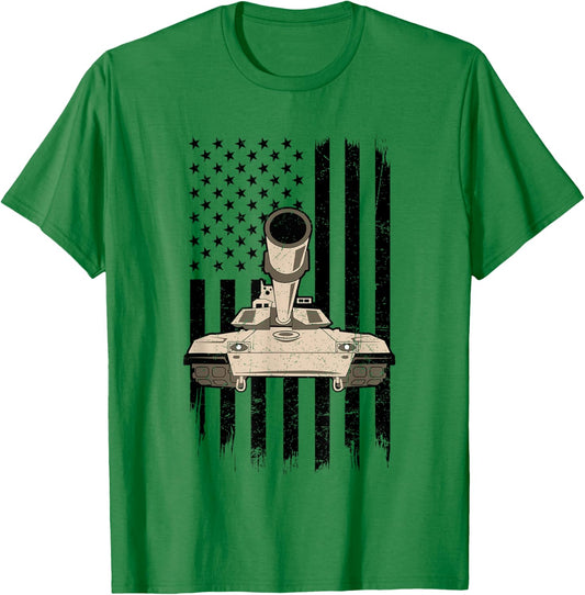 M1 Abrams Tank Flag American US Military Tanker T-Shirt - T-Shirt | Irish Green
