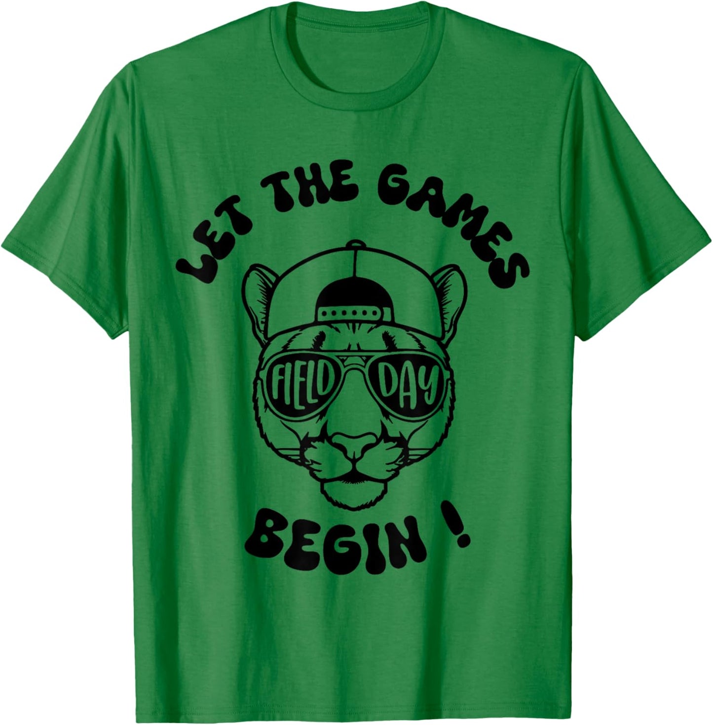 Field Day Let The Games Begin Cougars School Mascot Kids T-Shirt - T-Shirt | Irish Green