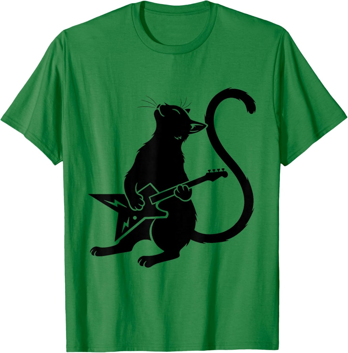Funny Cat Playing Electric Guitar Cool Metal Rock Musician T-Shirt - T-Shirt | Irish Green