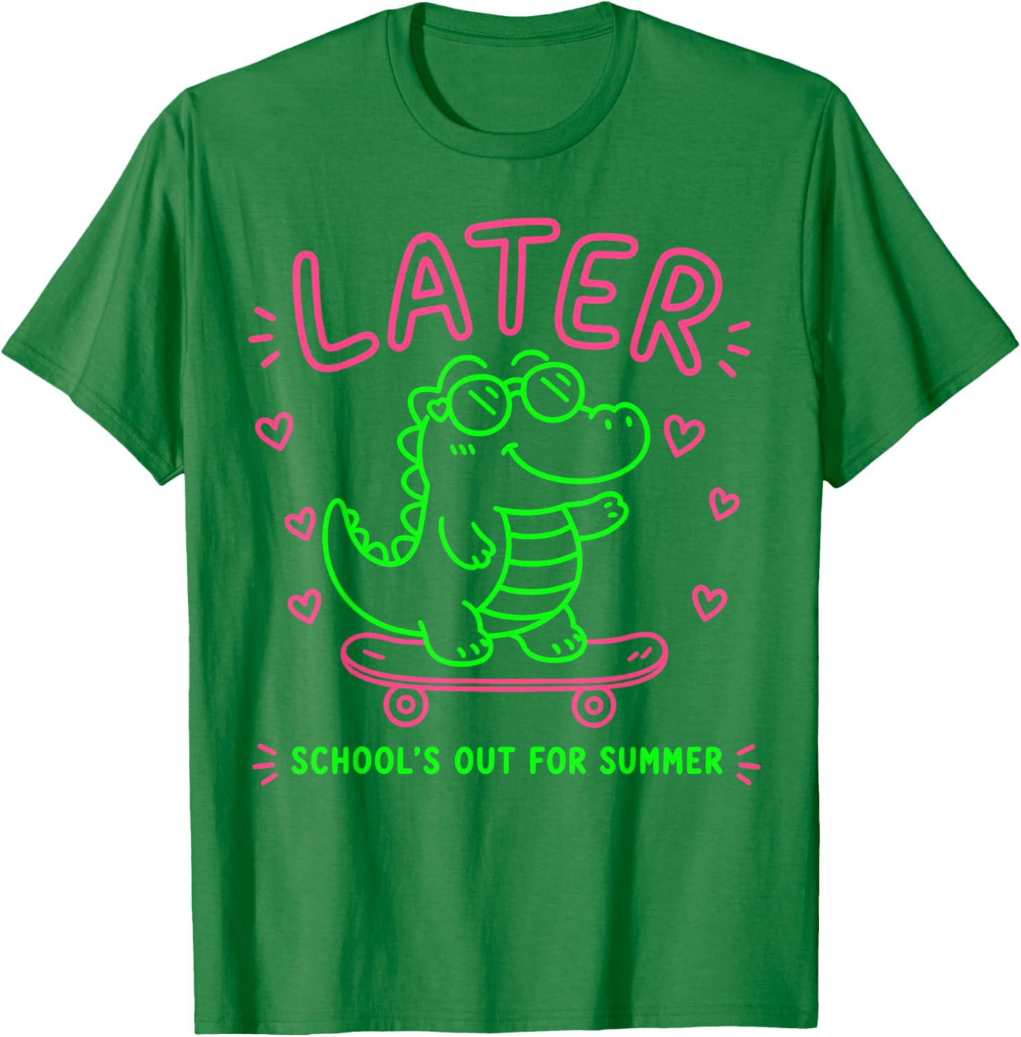 Later Gator School's Out for Summer Last Day of School T-Shirt - T-Shirt | Irish Green