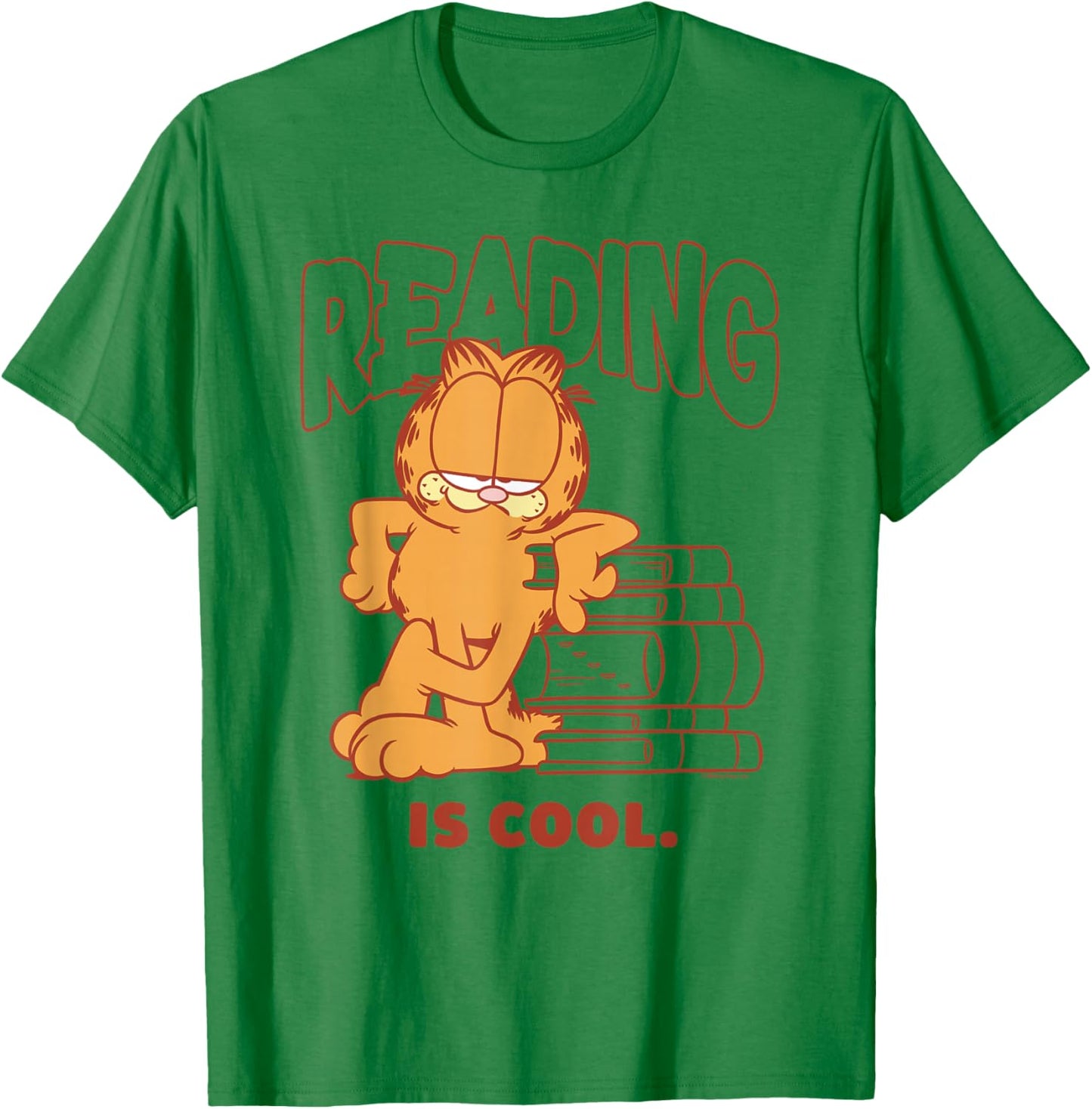 Garfield Reading is Cool Classic 90's Retro T-Shirt - T-Shirt | Irish Green
